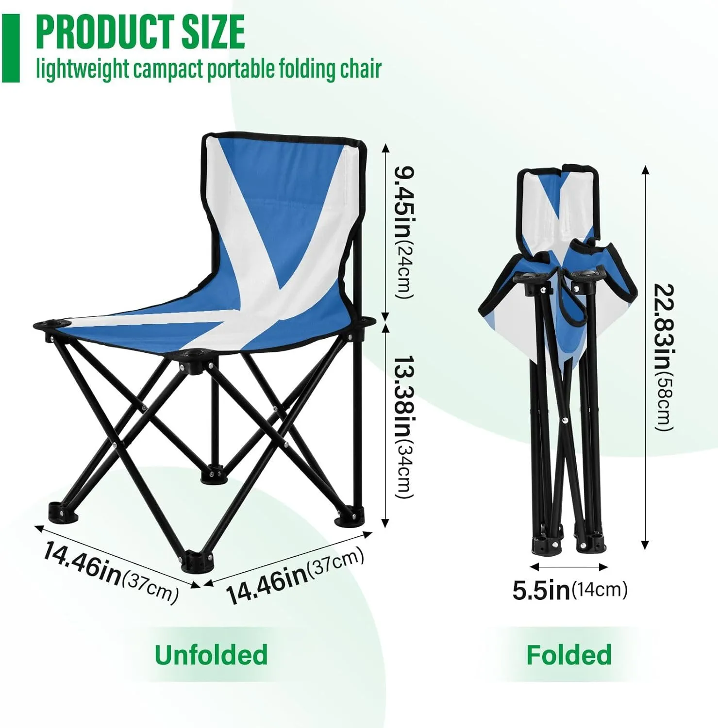 DOMIKING Scotland Flag Kids' Portable Camping Chairs for Outdoor Lawn Chairs with Carry Bag Folding Chair for Events Garden Beach