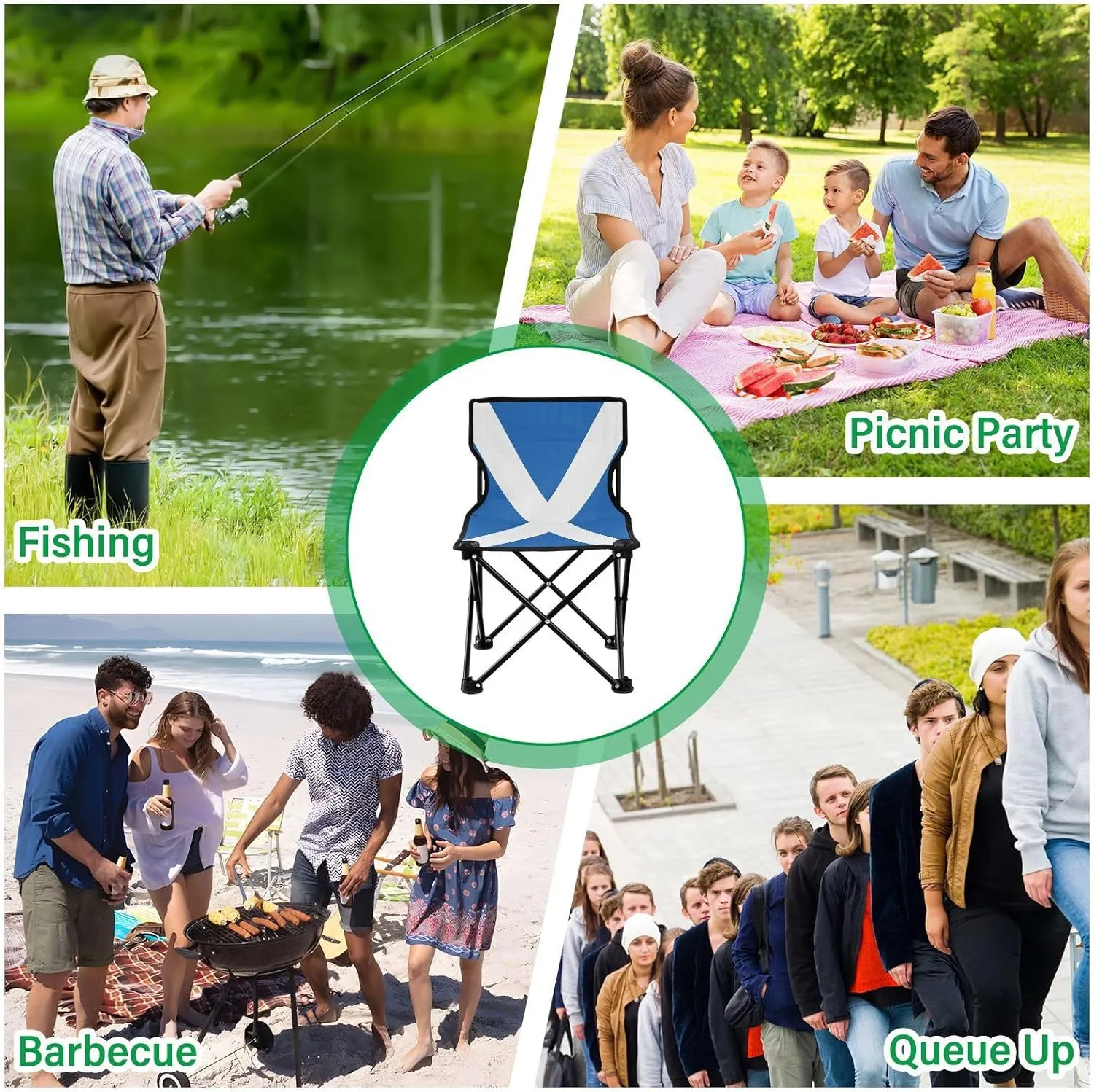 DOMIKING Scotland Flag Kids' Portable Camping Chairs for Outdoor Lawn Chairs with Carry Bag Folding Chair for Events Garden Beach