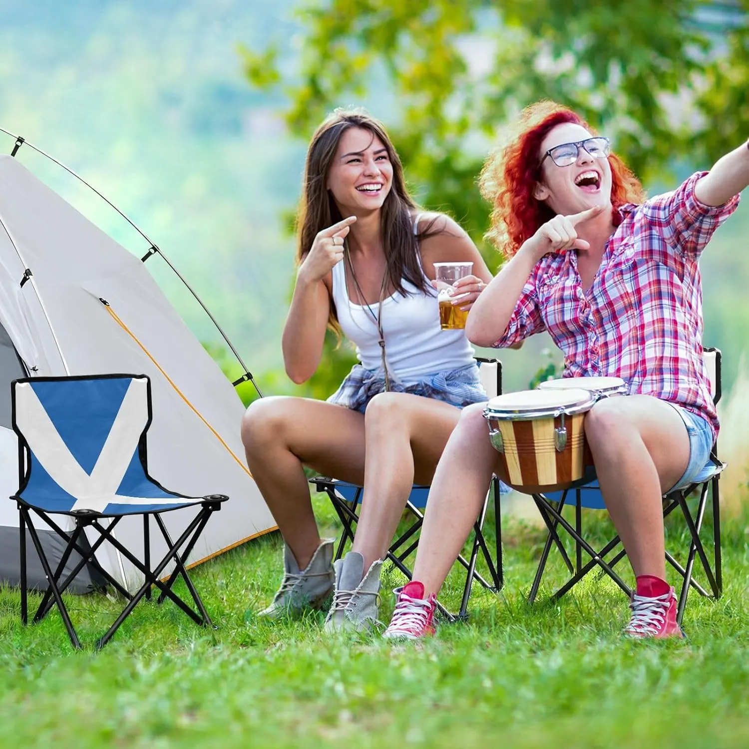 DOMIKING Scotland Flag Kids' Portable Camping Chairs for Outdoor Lawn Chairs with Carry Bag Folding Chair for Events Garden Beach