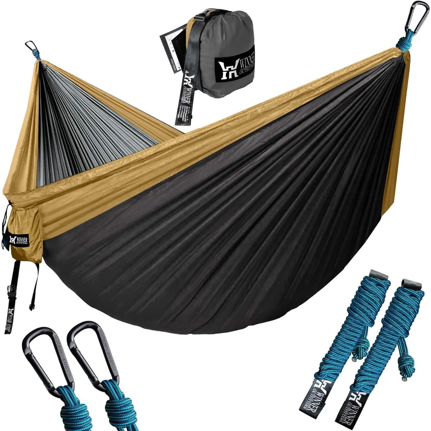 Double Camping Hammock - Lightweight Nylon Portable Hammock, Best Parachute Double Hammock for Backpacking, Camping, Travel, Beach, Yard. 118"(L) x 78"(W)
