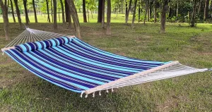 Double Hammock with Quilted Fabric and Spreader Bars,Longer and Sturdier,Quality Hammocks for Outdoor Indoor Patio Yard