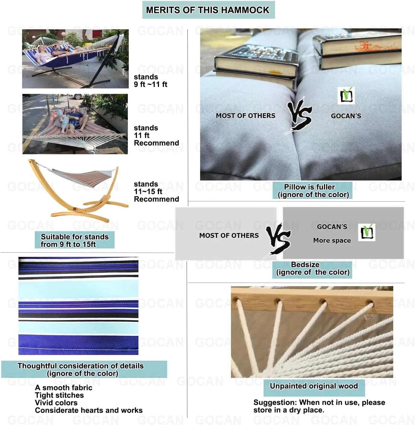 Double Hammock with Quilted Fabric and Spreader Bars,Longer and Sturdier,Quality Hammocks for Outdoor Indoor Patio Yard
