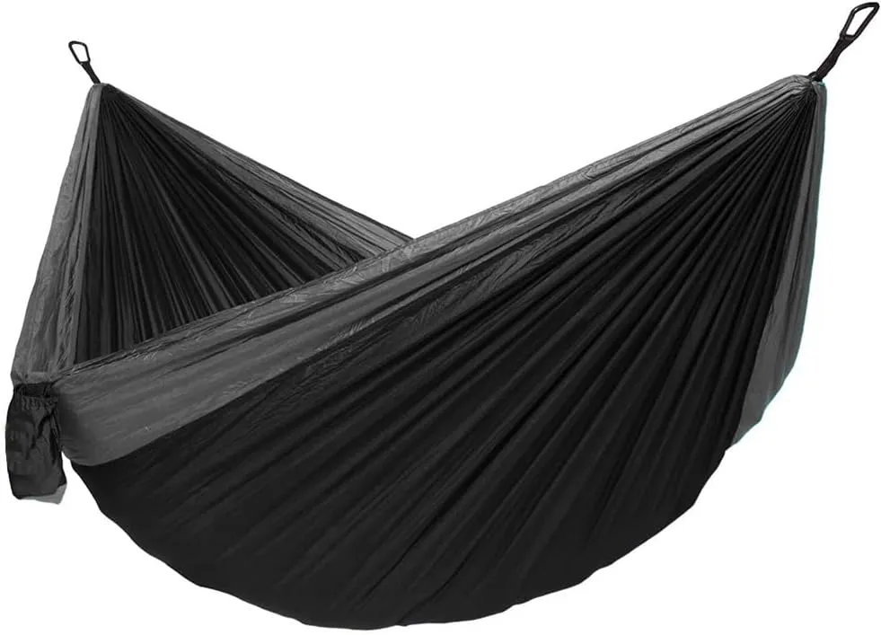 Double Hammock,mosquito Net Camping,Comfortable and Breathable, Easy to Carry, Made of Nylon, 118 Inches Long, Multi-scenario Hammock for Camping and Gardening(Black,300X200CM)