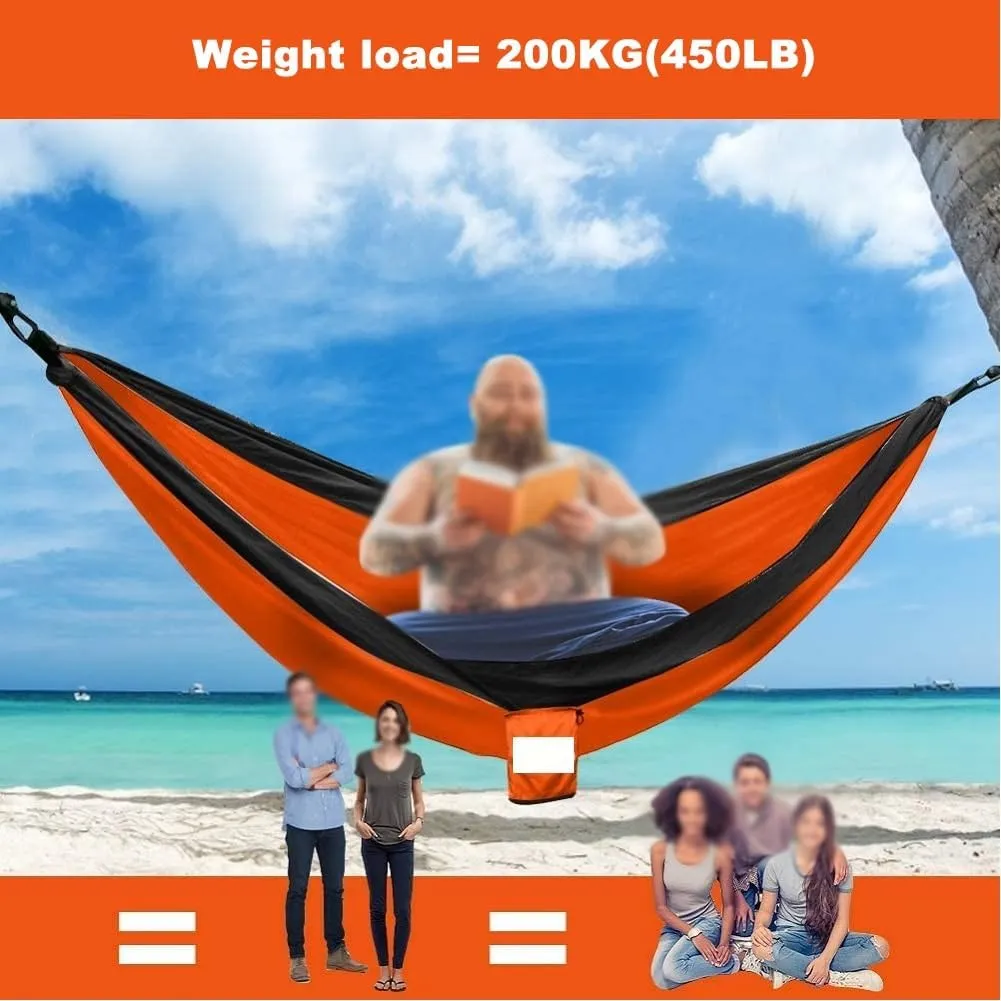 Double Hammock,mosquito Net Camping,Comfortable and Breathable, Easy to Carry, Made of Nylon, 118 Inches Long, Multi-scenario Hammock for Camping and Gardening(Black,300X200CM)