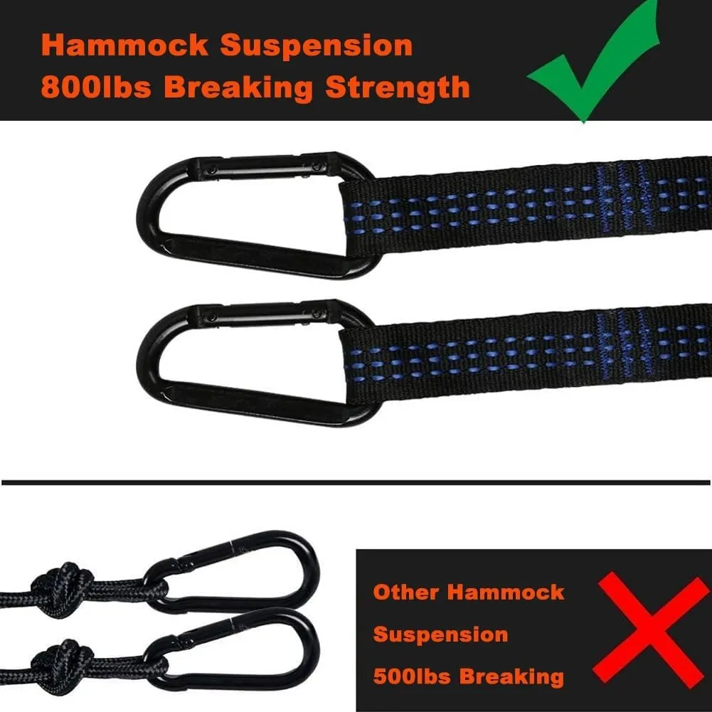 Double Hammock,mosquito Net Camping,Comfortable and Breathable, Easy to Carry, Made of Nylon, 118 Inches Long, Multi-scenario Hammock for Camping and Gardening(Black,300X200CM)