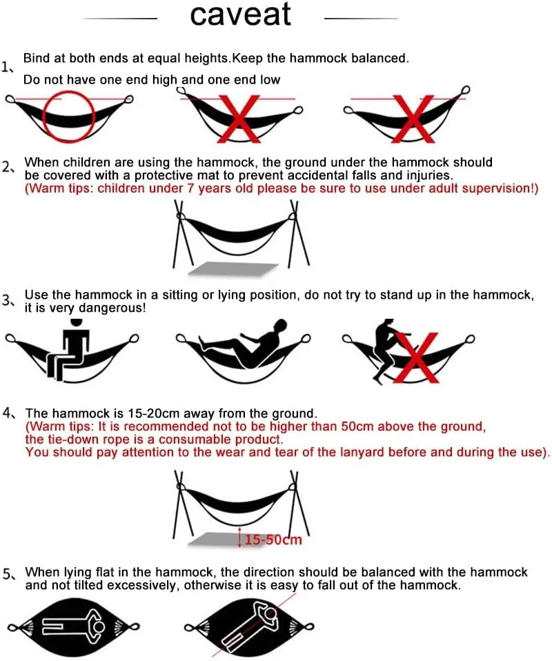 Double Hammock,mosquito Net Camping,Comfortable and Breathable, Easy to Carry, Made of Nylon, 118 Inches Long, Multi-scenario Hammock for Camping and Gardening(Black,300X200CM)