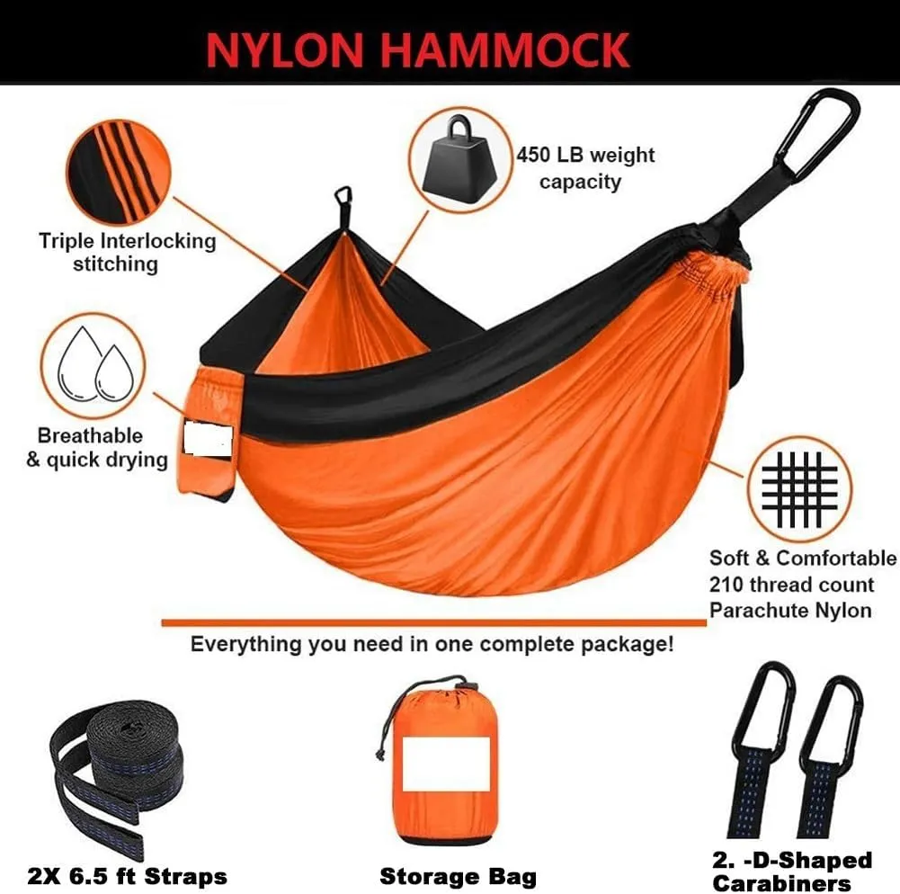 Double Hammock,mosquito Net Camping,Comfortable and Breathable, Easy to Carry, Made of Nylon, 118 Inches Long, Multi-scenario Hammock for Camping and Gardening(Black,300X200CM)