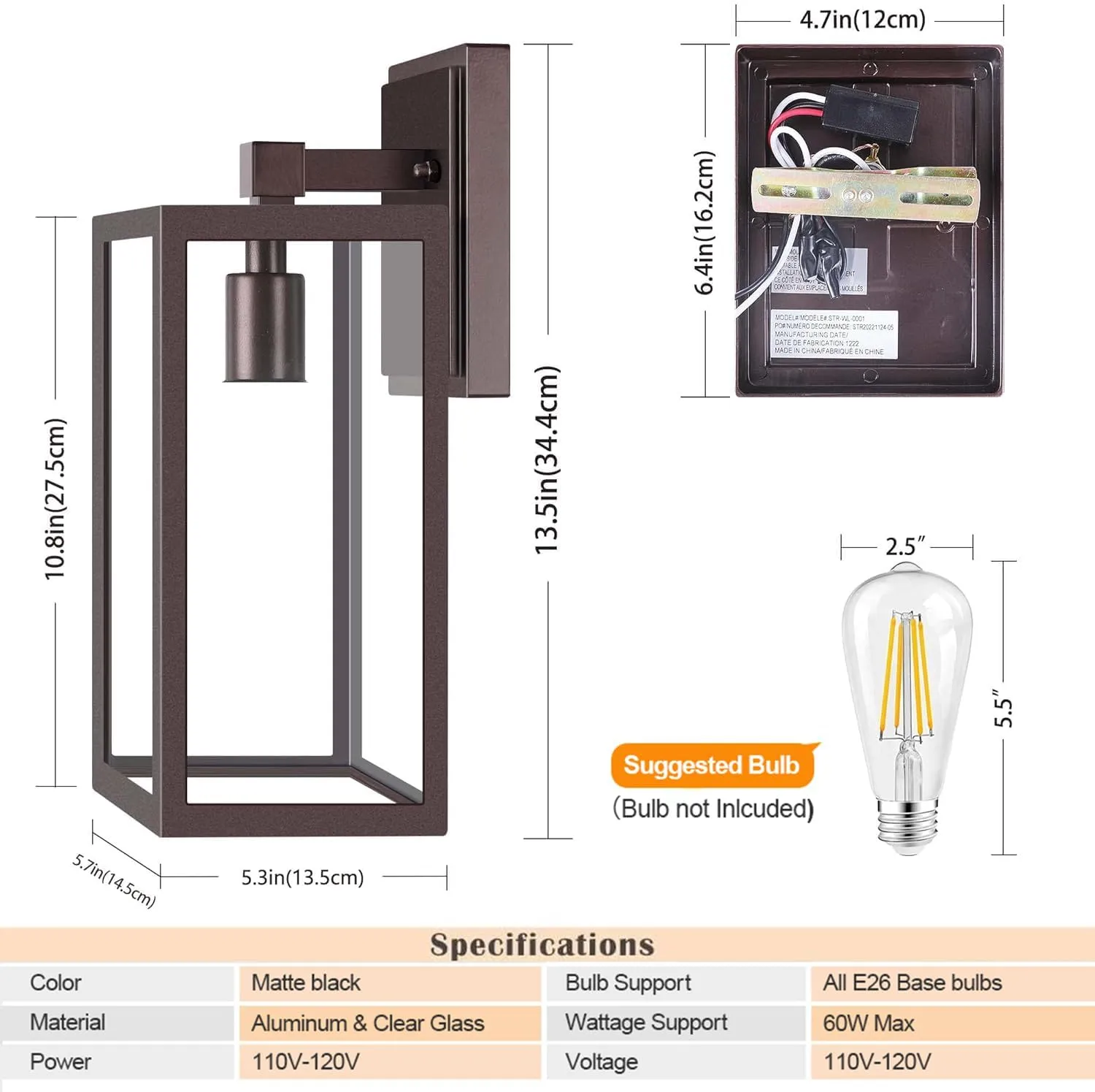 Dusk to Dawn Outdoor Lighting Fixtures for House, ORB Sensor Porch Exterior Lights Wall Mount, Anti-Rust Wall Light, Wall Sconce Lamp, Waterproof Wall Lantern for Garage, 2-Pack