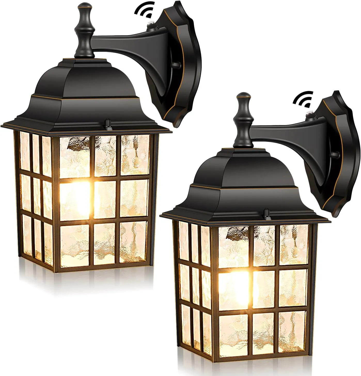 Dusk to Dawn Outdoor Wall Light Fixture, Waterproof Exterior Wall Lantern Porch Light with Photocell Sensor, Modern Bronze Outside Wall Sconce with E26 Socket for House Garage, 2-Pack