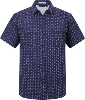 Ecosunny Hawaiian Shirt for Men Button Down Short Sleeve UPF 50  Breathable Fishing Beach Travel Hiking Shirts with 2 Pockets