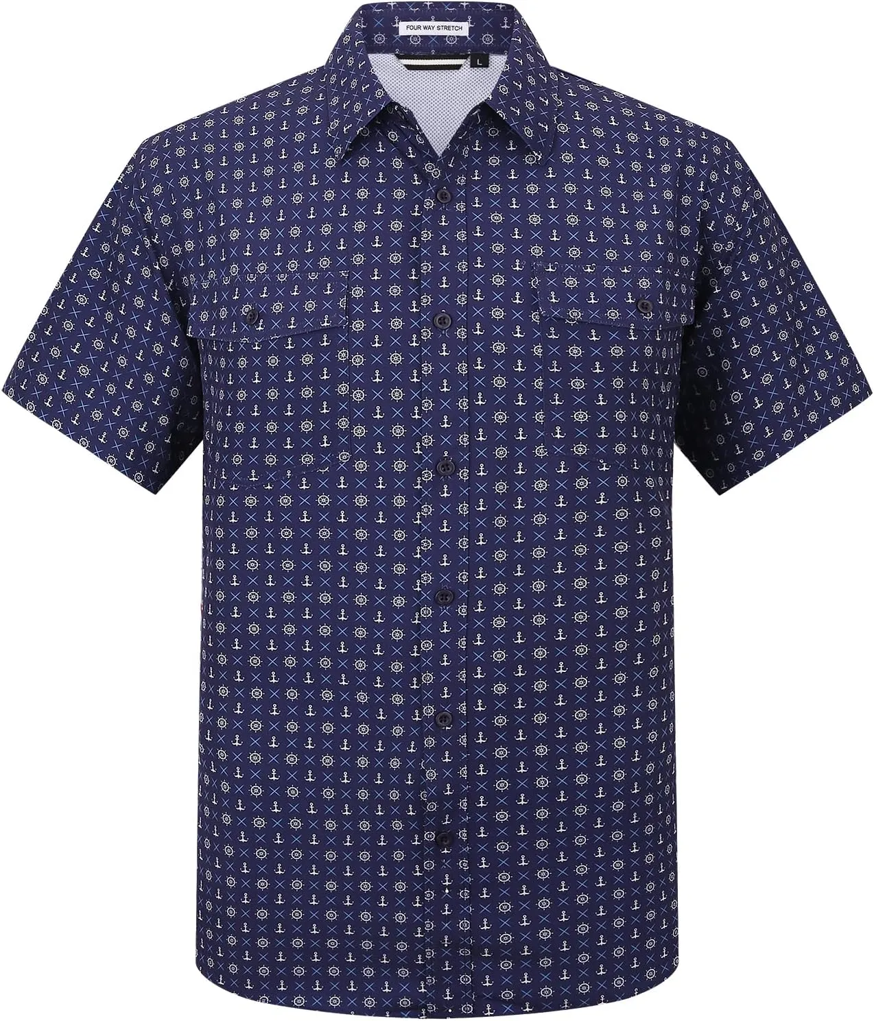 Ecosunny Hawaiian Shirt for Men Button Down Short Sleeve UPF 50  Breathable Fishing Beach Travel Hiking Shirts with 2 Pockets