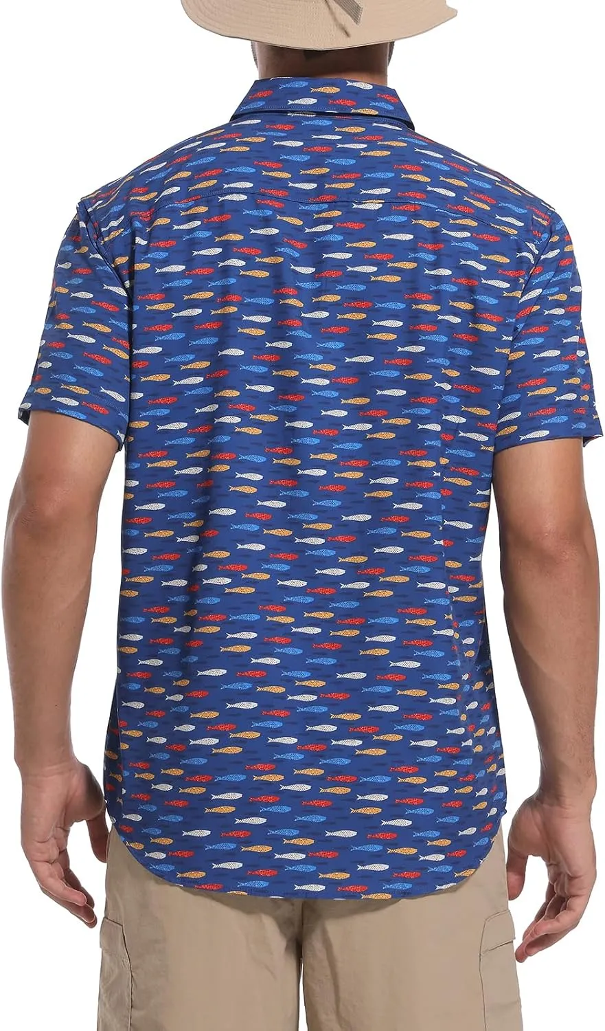 Ecosunny Hawaiian Shirt for Men Button Down Short Sleeve UPF 50  Breathable Fishing Beach Travel Hiking Shirts with 2 Pockets