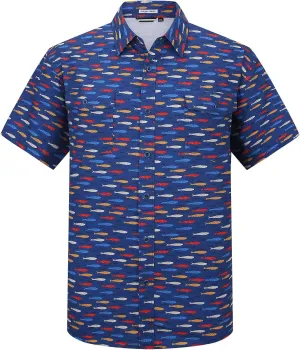 Ecosunny Hawaiian Shirt for Men Button Down Short Sleeve UPF 50  Breathable Fishing Beach Travel Hiking Shirts with 2 Pockets