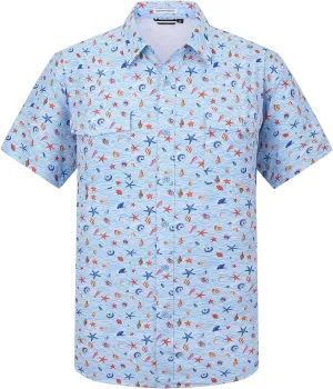 Ecosunny Hawaiian Shirt for Men Button Down Short Sleeve UPF 50  Breathable Fishing Beach Travel Hiking Shirts with 2 Pockets