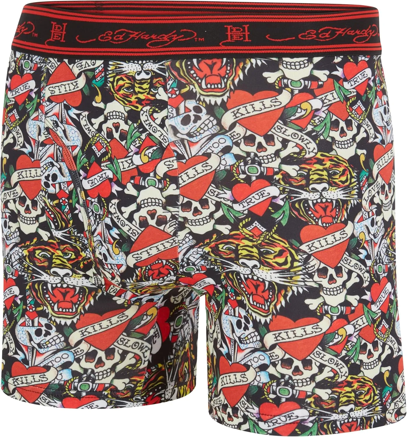 ED HARDY Mens Boxer Briefs Active Stretch Breathable Underwear, Comfortable Gym Boxer Briefs- Multipack
