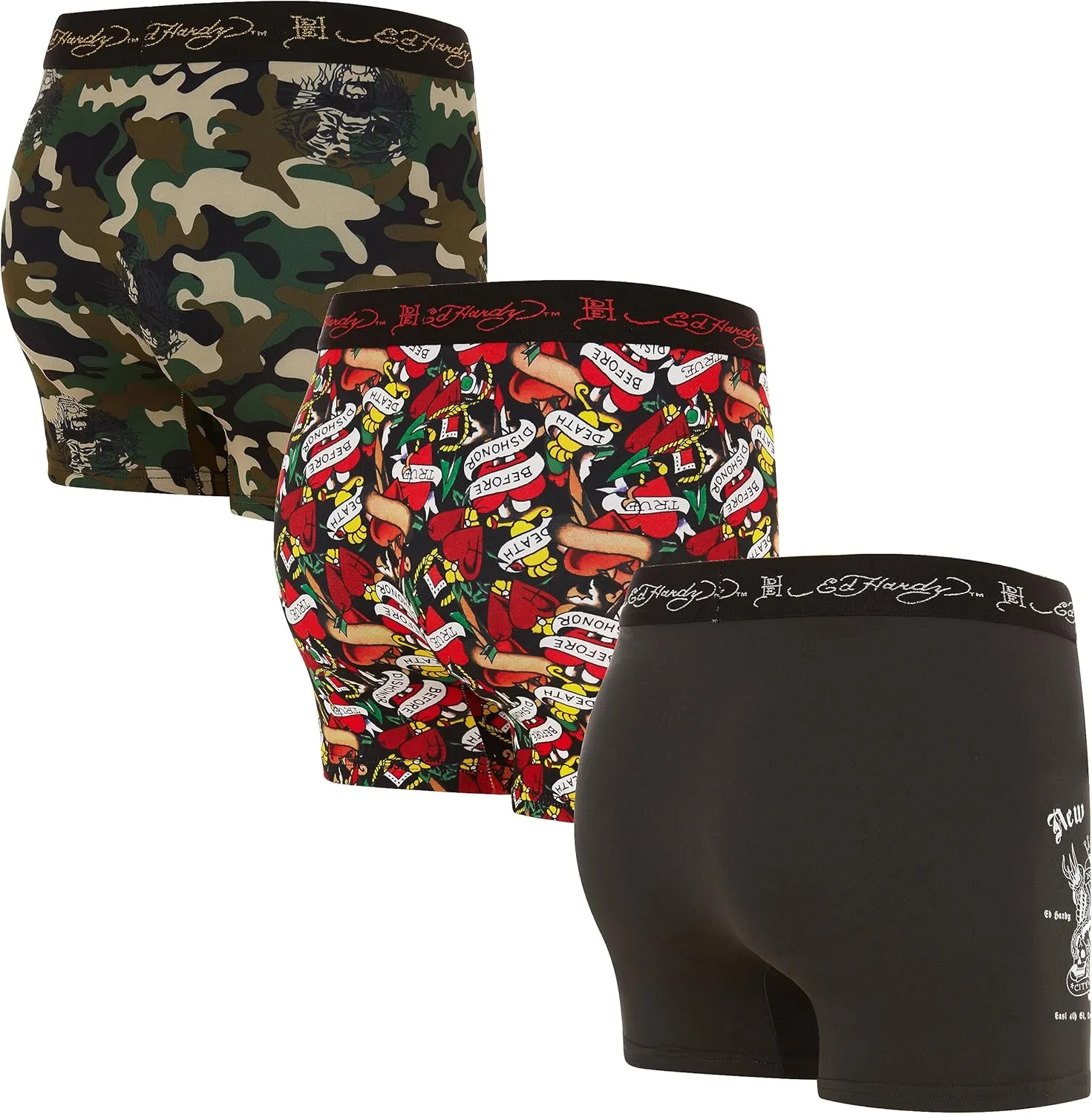 ED HARDY Mens Boxer Briefs Active Stretch Breathable Underwear, Comfortable Gym Boxer Briefs- Multipack