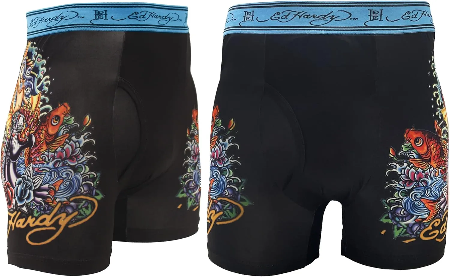 ED HARDY Mens Boxer Briefs Active Stretch Breathable Underwear, Comfortable Gym Boxer Briefs- Multipack