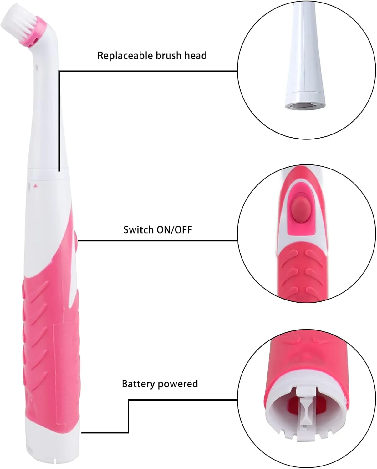 Electric Cleaning Brush with 4 in 1 Multiple Brush Heads,Indoor Household Cordless Motorized Brush for Bathroom Toilet Kitchen Tile Crevice