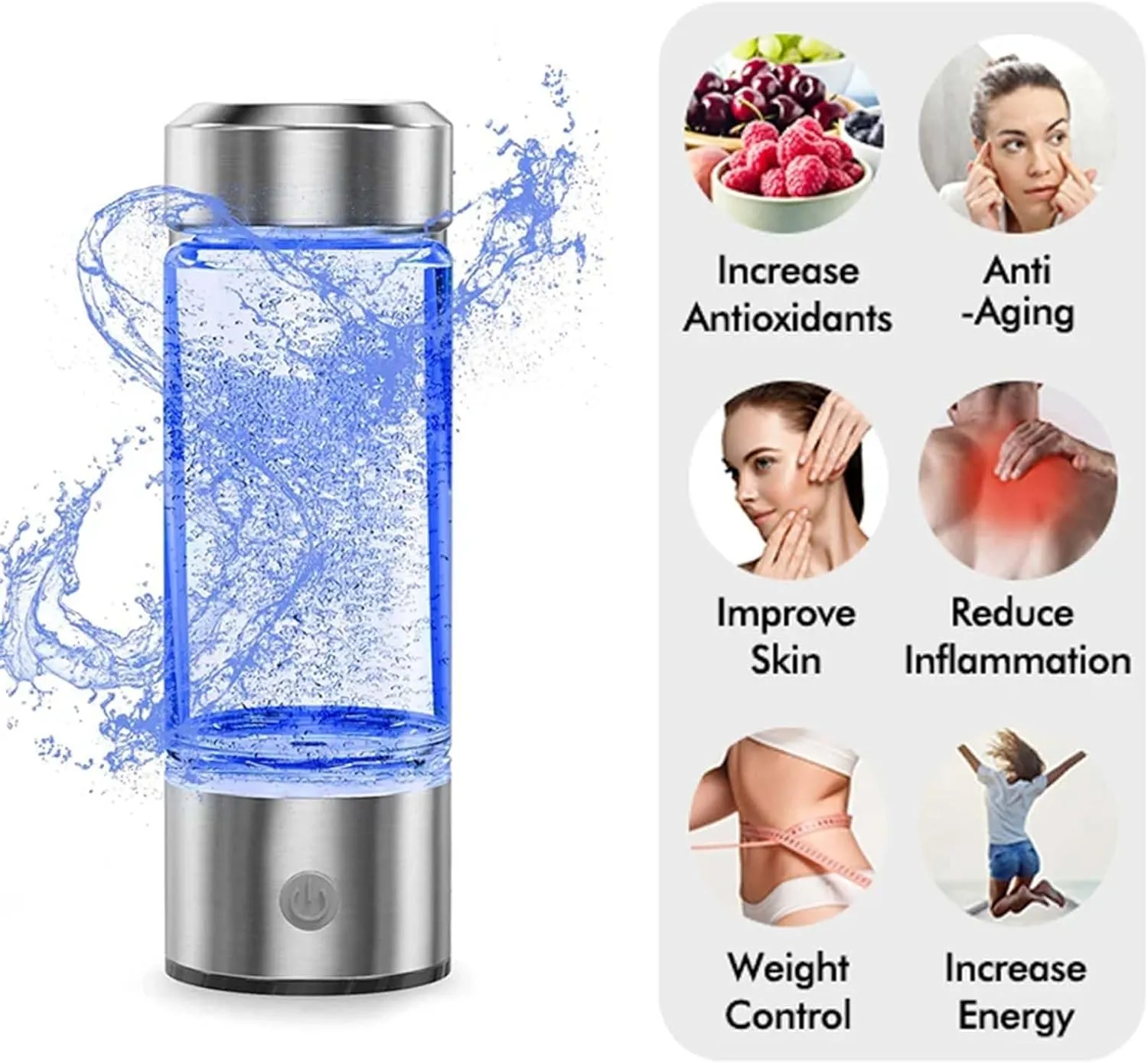 Electric Water Filter, Hydrogen Water Generator, 420ml Portable USB Hydrogen-Rich Water Ionizer Maker, Glass Bottle Anion Water Ionizer, H2 Healthy Smart Cup