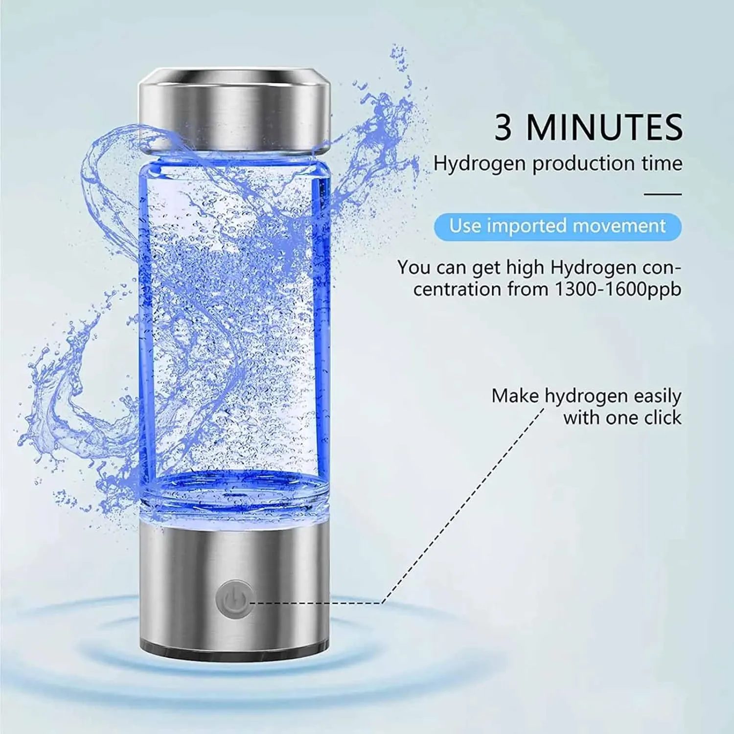 Electric Water Filter, Hydrogen Water Generator, 420ml Portable USB Hydrogen-Rich Water Ionizer Maker, Glass Bottle Anion Water Ionizer, H2 Healthy Smart Cup