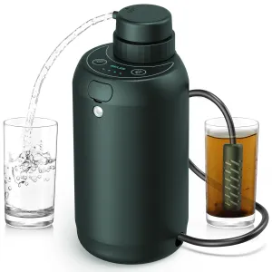 Electric Water Purifier Survival, 0.01 Micron '5-Stage' Water Filtration System Survival with Emergency Lighting Water Filter for Camping Backpacking Hiking, Green