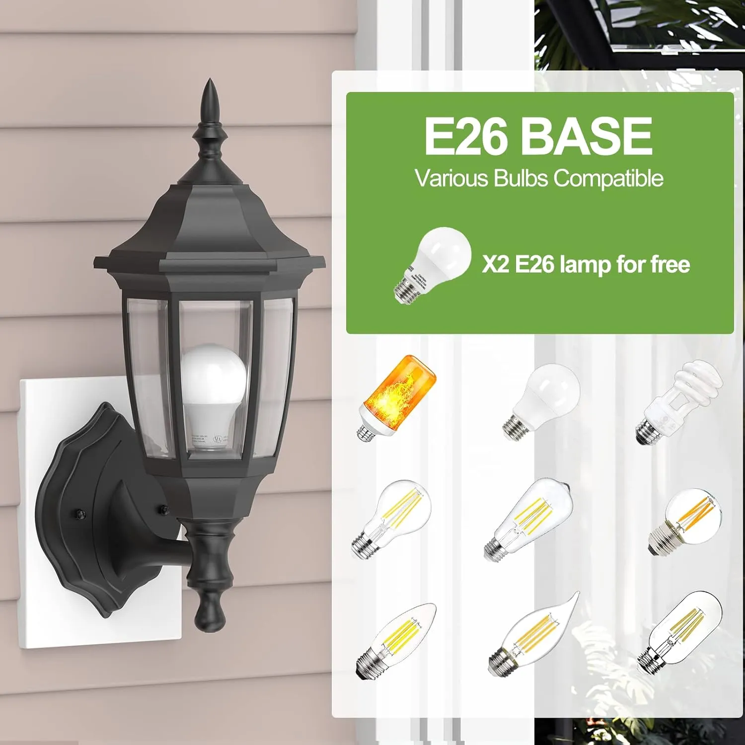 EMART Outdoor Porch Light，Exterior Waterproof Wall Light Fixtures, Special Handling Anti-Corrosion Plastic Material, Wall Mount Lantern for Backyard, Garage, Front Porch -Black(Bulb Included),1 Pack