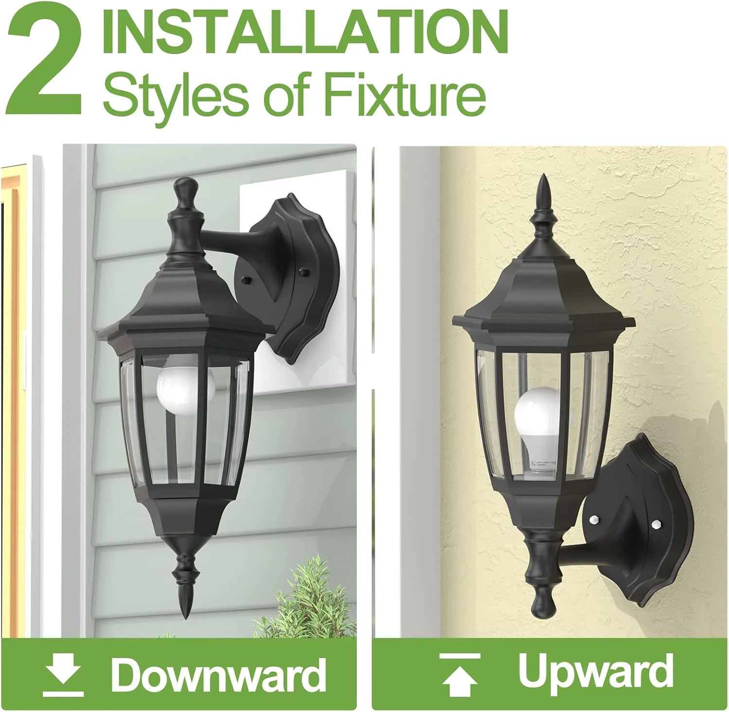 EMART Outdoor Porch Light，Exterior Waterproof Wall Light Fixtures, Special Handling Anti-Corrosion Plastic Material, Wall Mount Lantern for Backyard, Garage, Front Porch -Black(Bulb Included),1 Pack