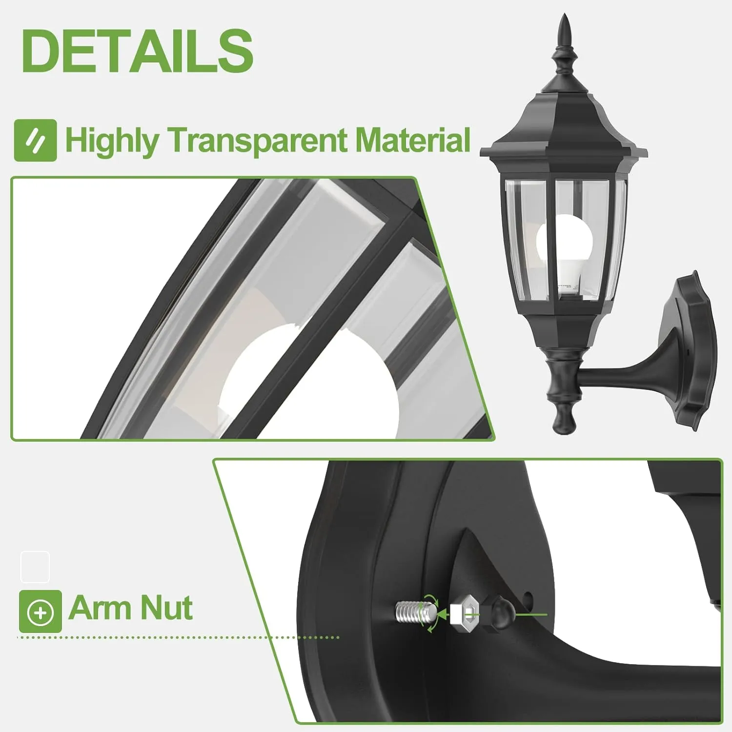 EMART Outdoor Porch Light，Exterior Waterproof Wall Light Fixtures, Special Handling Anti-Corrosion Plastic Material, Wall Mount Lantern for Backyard, Garage, Front Porch -Black(Bulb Included),1 Pack