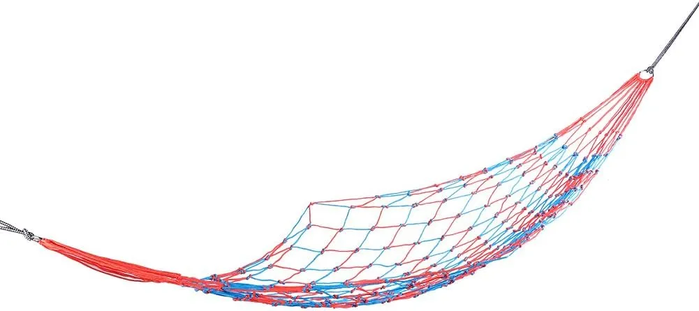 EMUKOEP Camping Hammock Red and Blue Colorful Nylon Mesh Hammock Outdoor Garden Hammock Camping Supplies Accessories