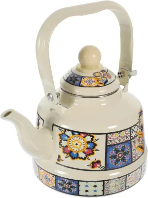 Enamel Camping Coffee Pot, Compact Stovetop Kettle with Quick Boil Design, Ideal for Backpacking & Hiking(1.1L)