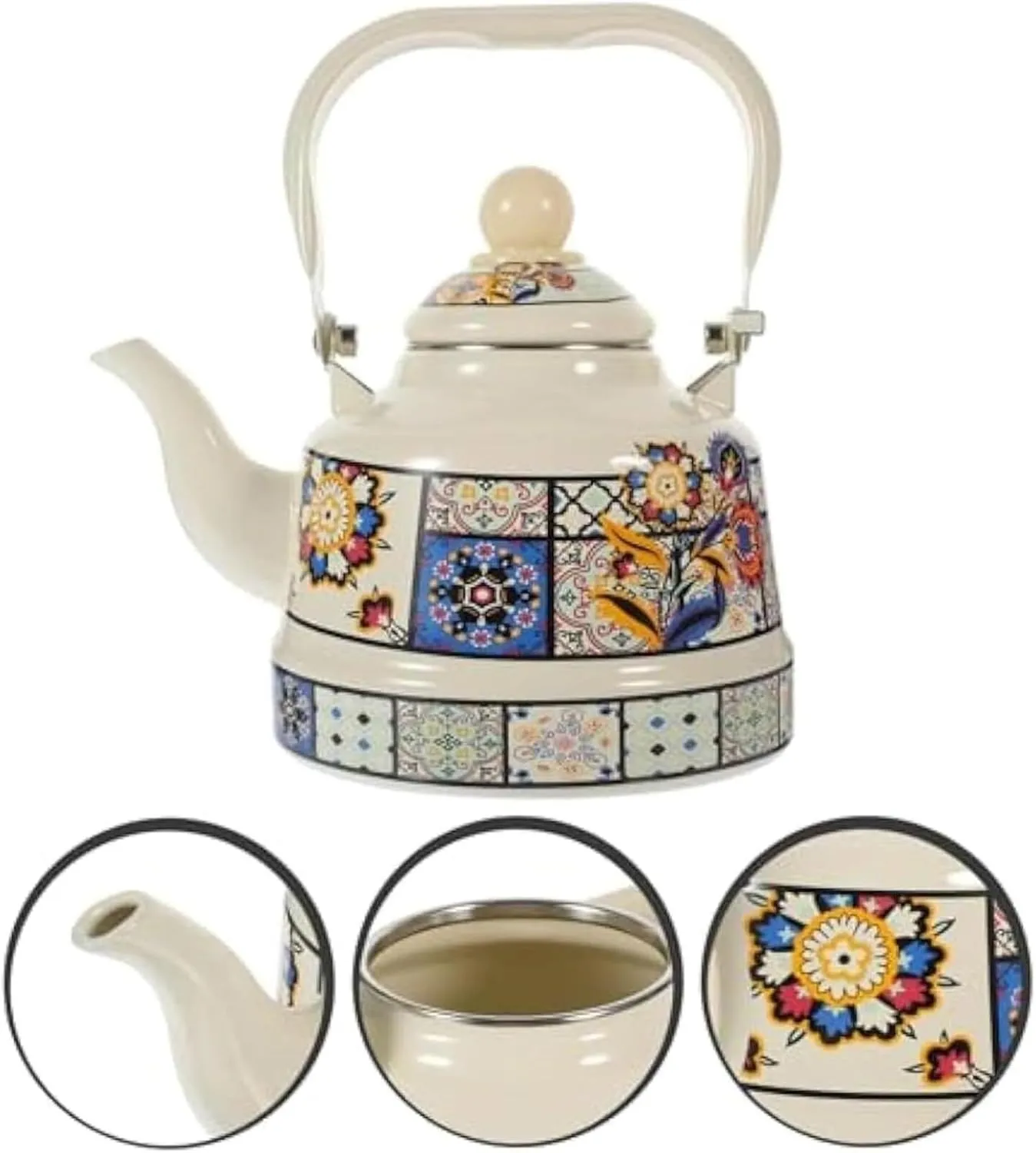 Enamel Camping Coffee Pot, Compact Stovetop Kettle with Quick Boil Design, Ideal for Backpacking & Hiking(1.1L)