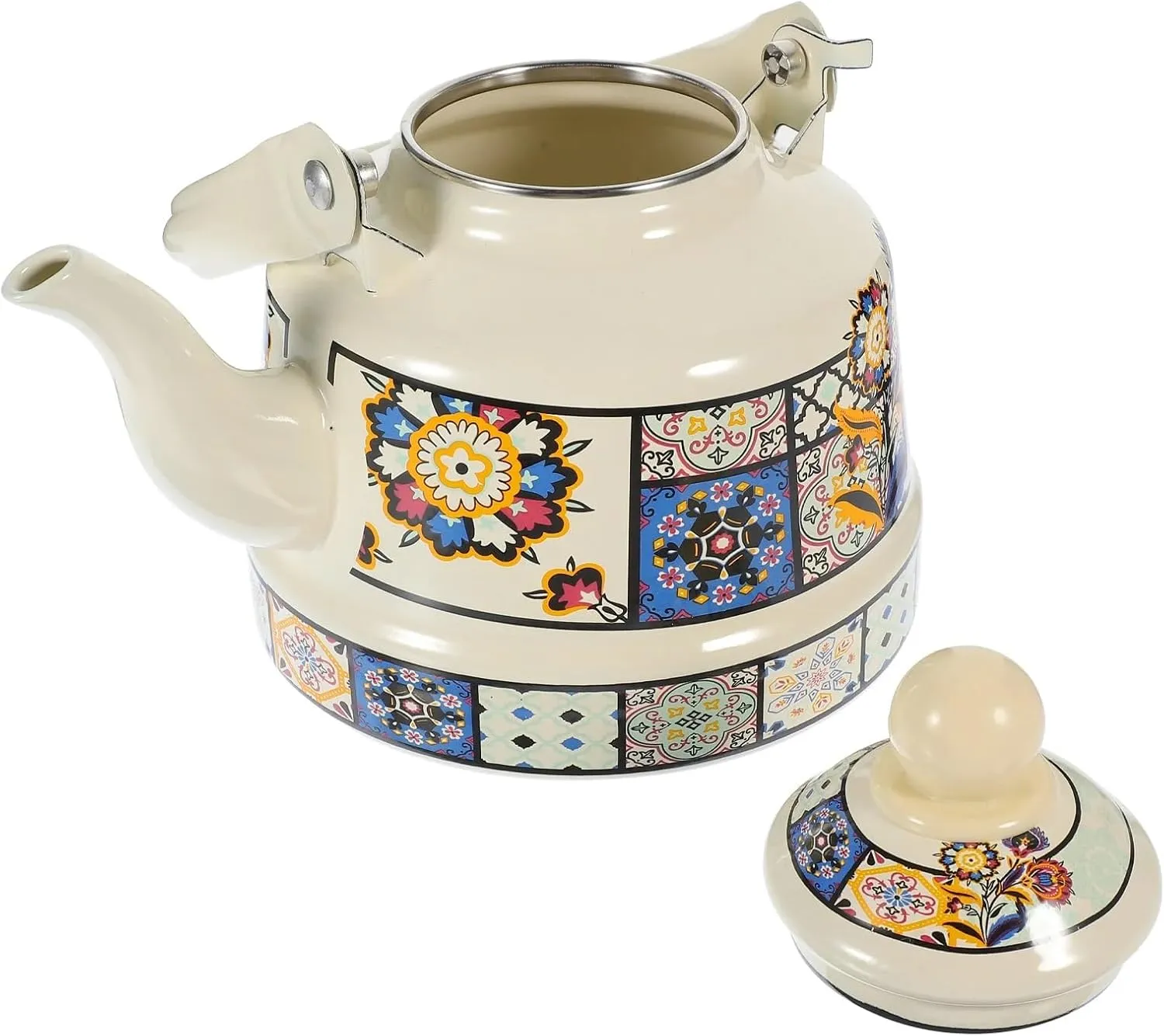 Enamel Camping Coffee Pot, Compact Stovetop Kettle with Quick Boil Design, Ideal for Backpacking & Hiking(1.1L)