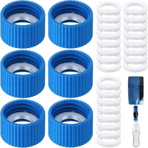 Enhon 6 Pcs Water Filter Coupling Kit, Compatible with 28mm External Threaded Water Filters and Standard Plastic Bottles, Filtration Cleaning Couplings with Gasket Seals for Hiking Camping