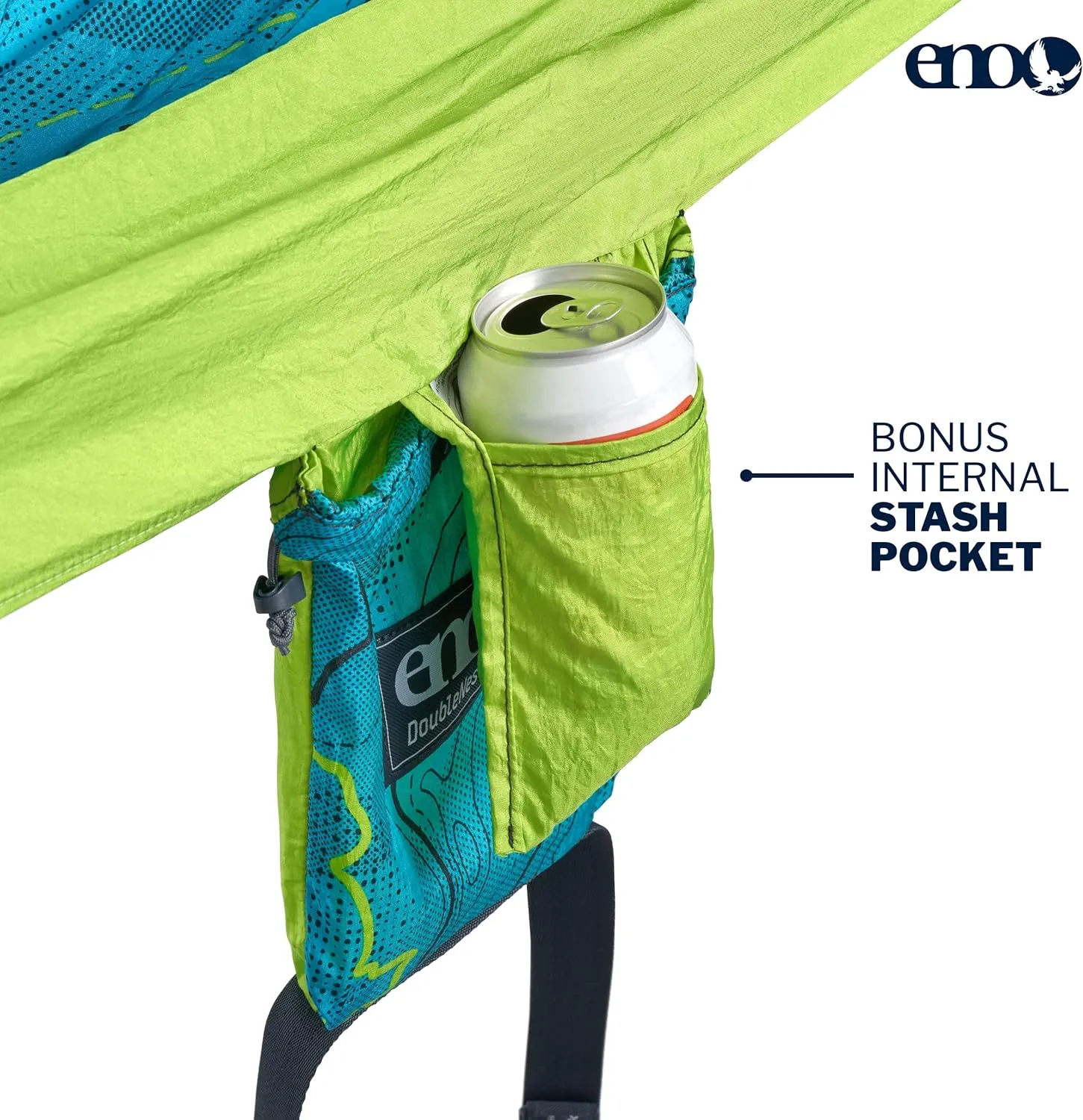 ENO DoubleNest Hammock - Lightweight, Portable, 1 to 2 Person Hammock - for Camping, Hiking, Backpacking, a Festival, or The Beach - Continental Trail Divide Coalition SE/Chartreuse