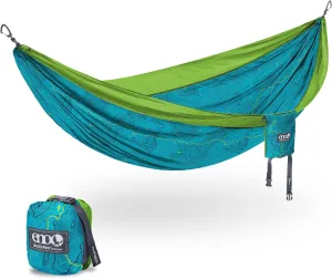 ENO DoubleNest Hammock - Lightweight, Portable, 1 to 2 Person Hammock - for Camping, Hiking, Backpacking, a Festival, or The Beach - Continental Trail Divide Coalition SE/Chartreuse