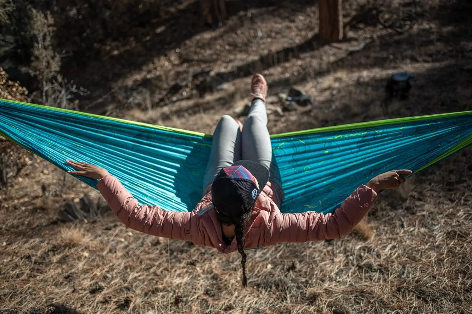 ENO DoubleNest Hammock - Lightweight, Portable, 1 to 2 Person Hammock - for Camping, Hiking, Backpacking, a Festival, or The Beach - Continental Trail Divide Coalition SE/Chartreuse