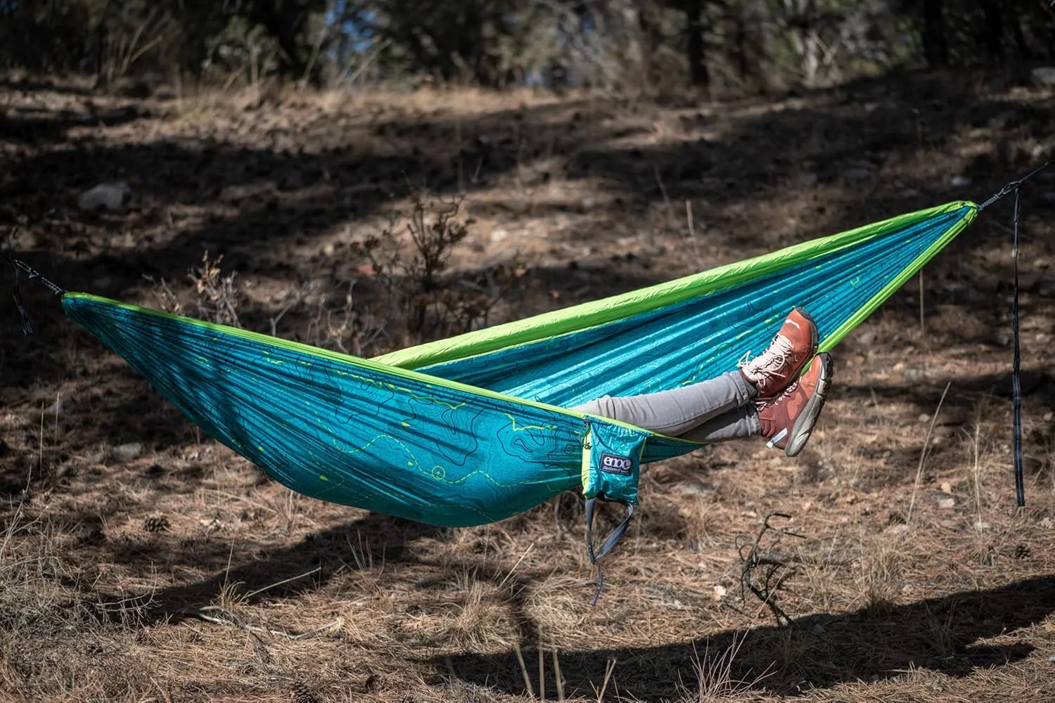 ENO DoubleNest Hammock - Lightweight, Portable, 1 to 2 Person Hammock - for Camping, Hiking, Backpacking, a Festival, or The Beach - Continental Trail Divide Coalition SE/Chartreuse