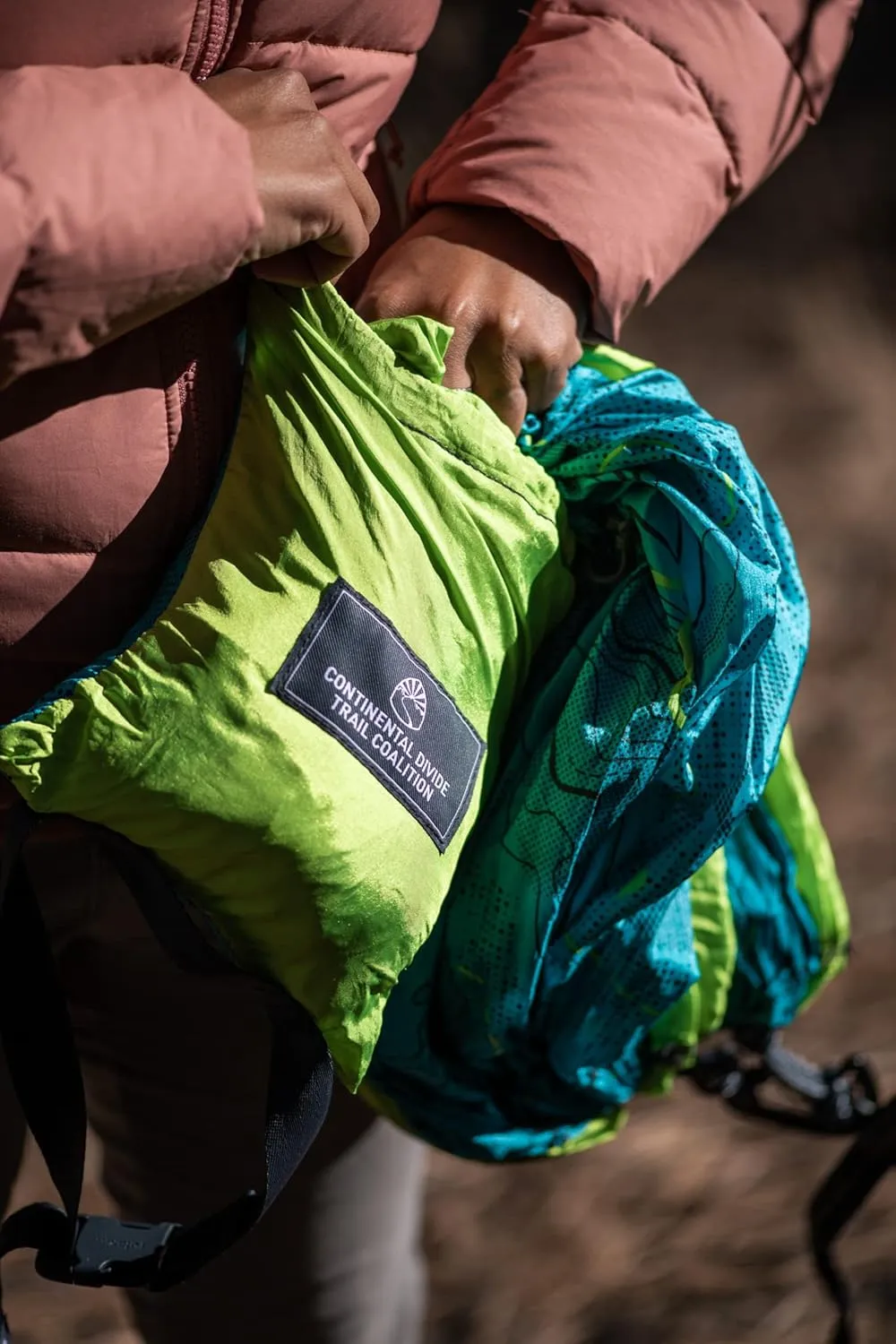 ENO DoubleNest Hammock - Lightweight, Portable, 1 to 2 Person Hammock - for Camping, Hiking, Backpacking, a Festival, or The Beach - Continental Trail Divide Coalition SE/Chartreuse