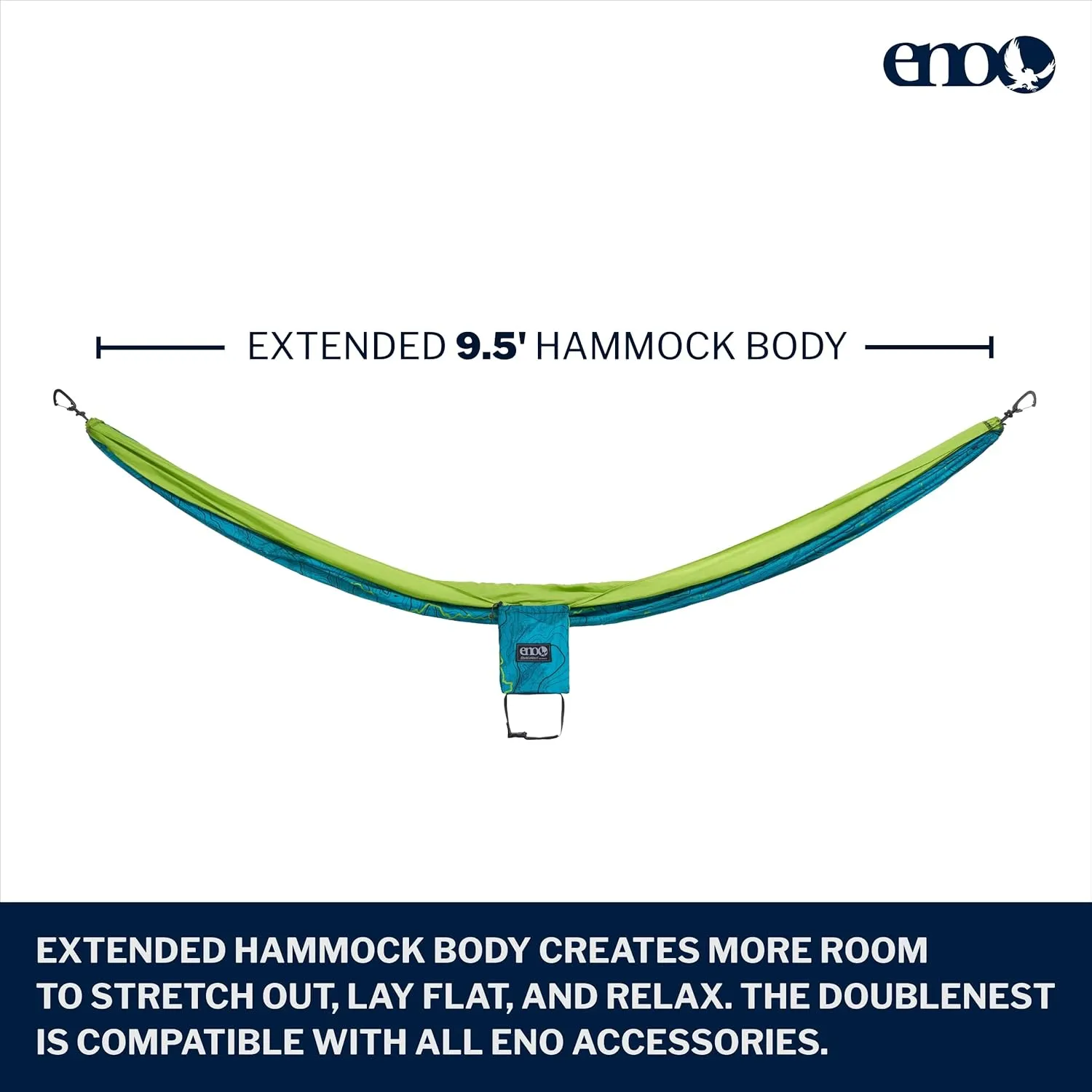 ENO DoubleNest Hammock - Lightweight, Portable, 1 to 2 Person Hammock - for Camping, Hiking, Backpacking, a Festival, or The Beach - Continental Trail Divide Coalition SE/Chartreuse