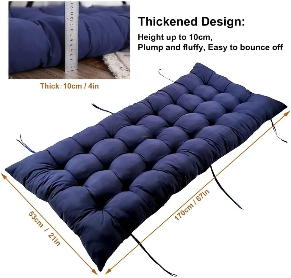ERWUDEling 67 Inch Zero Gravity Lounge Chair Cushion, Thick & Soft Patio Cushion for Outdoor/Indoor Use - Waterproof, Non-Slip with 8 Ties (Blue, 19" W x 67" L x 4" T)