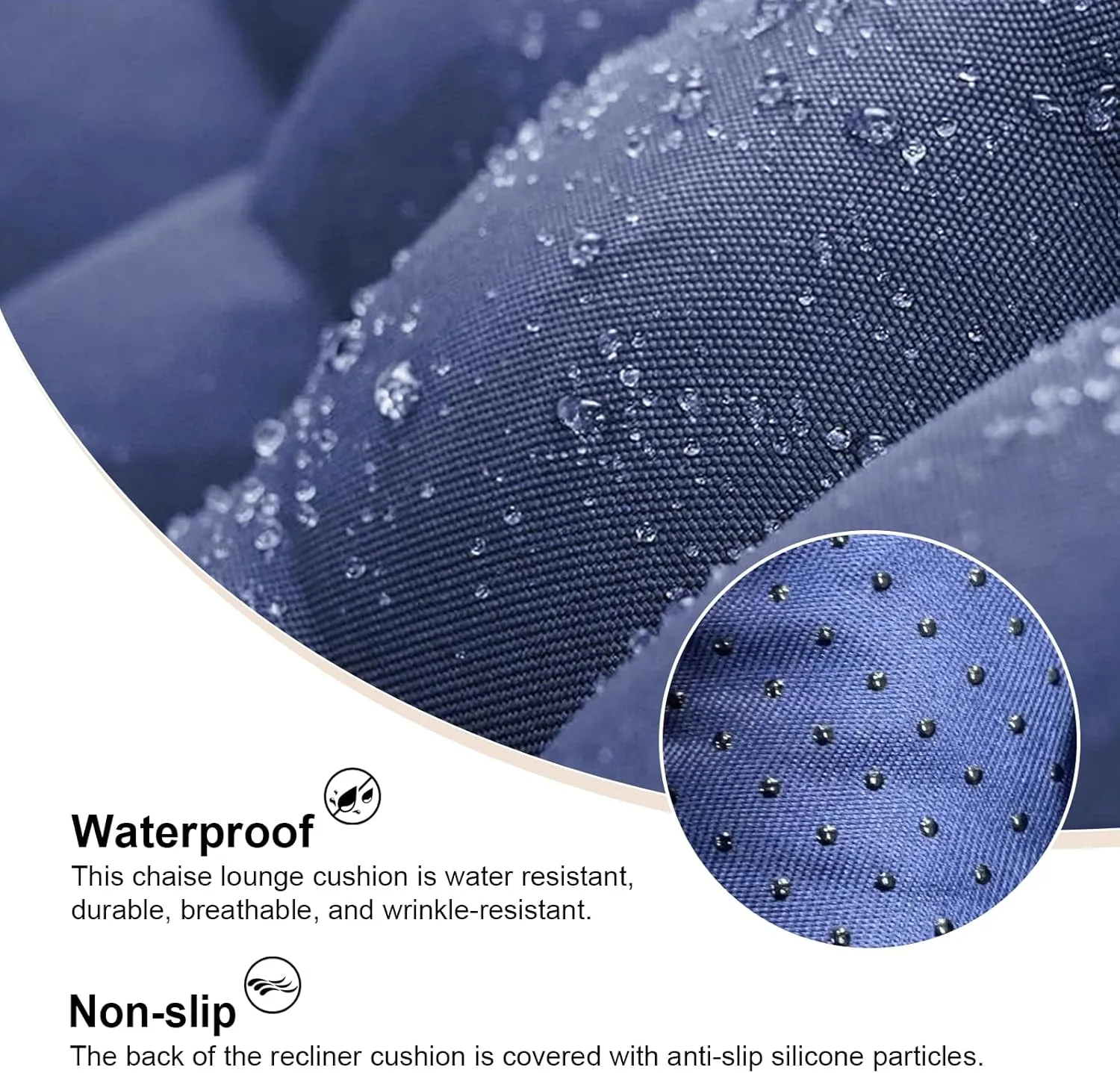 ERWUDEling 67 Inch Zero Gravity Lounge Chair Cushion, Thick & Soft Patio Cushion for Outdoor/Indoor Use - Waterproof, Non-Slip with 8 Ties (Blue, 19" W x 67" L x 4" T)