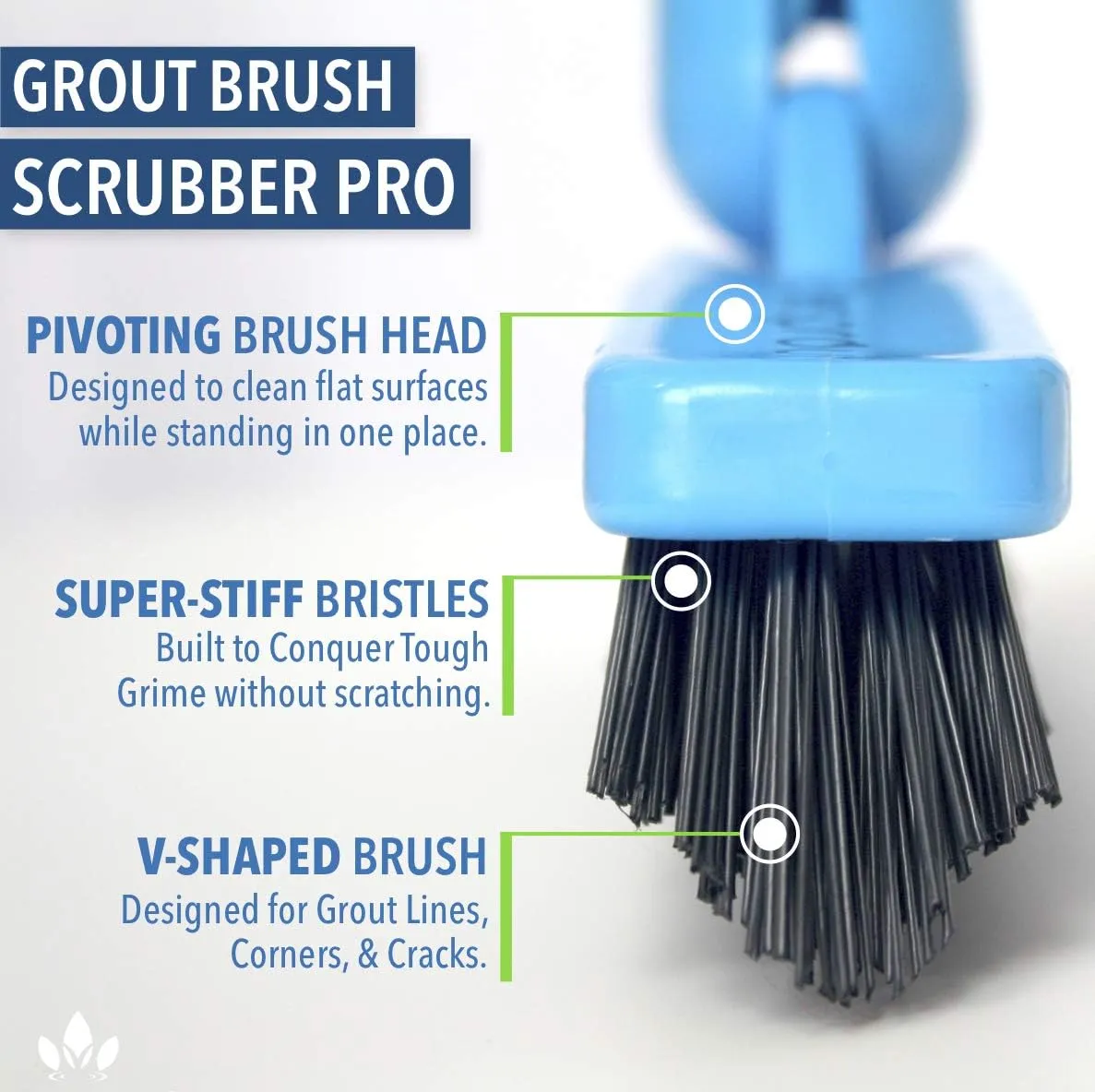 EVERSPROUT 1.5-to-3 Foot Grout Brush Scrubber Pro w/Long Handle Pole | Stiff V-Shape Bristles Built for Corners & Tough Grime | Swivel Design Cleans Shower Tile, Kitchen, Bathroom, Outdoor Concrete