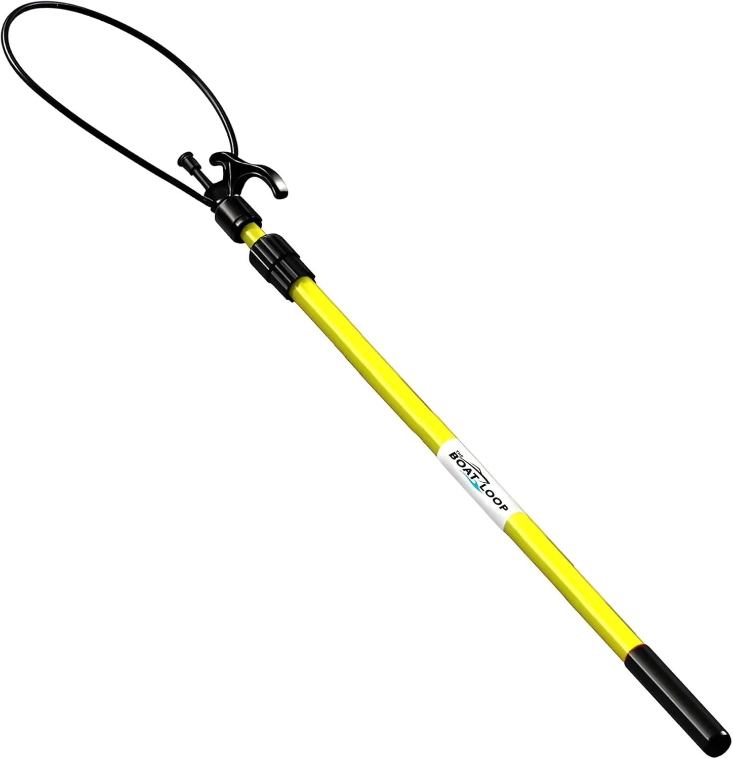 Extendable Fiberglass Boat Hook with Flexible Loop & Quick-Lock System - Adjustable 2-8ft Pole with Rubber Guard - Marine Rope Hook & Line Handling Tool