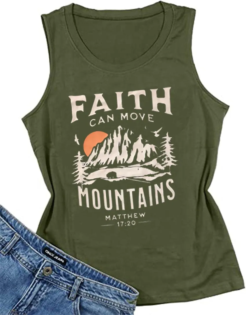 Faith Can Move Mountains Matthew Tank Tops Women Outdoor Hiking Shirt Tops Adventure Sleeveless Camping Tank Tops