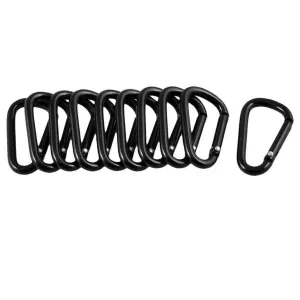 Feccile S-ports & Fit-ness Alloy Aluminum D-Ring Carabiner Black Keychain Mini Lock Hooks, 10 Pcs