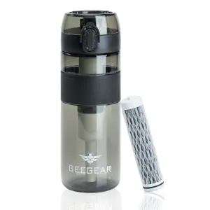 Filtering Water Bottle | USA-Made Ahlstrom Filter & Tritan™ | Portable Filtration for Camping, Hiking & Outdoors | BPA-Free, Leak-Proof & Eco-Friendly, Smoke Grey(Black)
