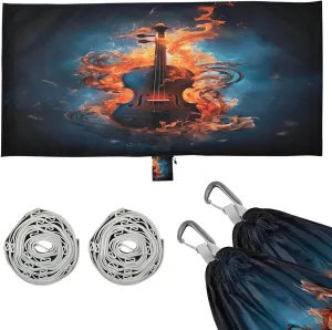 Fire Guitar Camping Hammock, Single Portable Hammocks with Tree Straps & Attached Carry Bag, 330Lbs Capacity Perfect for Outside Indoor Hiking Beach Backpack Travel
