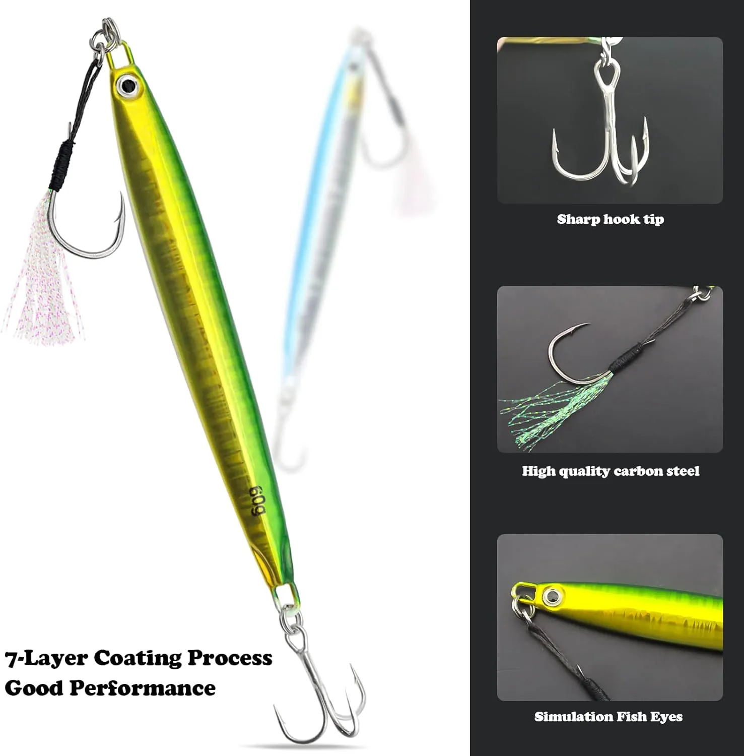 Fishing Jigs Vertical Saltwater Jigs Vertical Jigging Spoon Fishing Tuna Lures Boat Fishing Artificial Lures for Tuna, Grouper, Dogtooth, Snapper, Bass, Salmon/60g, 80g,120g