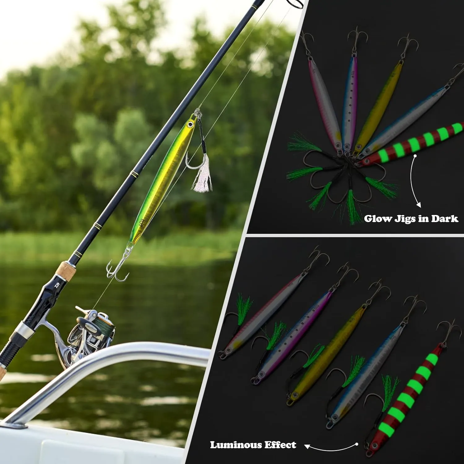 Fishing Jigs Vertical Saltwater Jigs Vertical Jigging Spoon Fishing Tuna Lures Boat Fishing Artificial Lures for Tuna, Grouper, Dogtooth, Snapper, Bass, Salmon/60g, 80g,120g