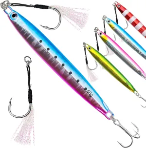 Fishing Jigs Vertical Saltwater Jigs Vertical Jigging Spoon Fishing Tuna Lures Boat Fishing Artificial Lures for Tuna, Grouper, Dogtooth, Snapper, Bass, Salmon/60g, 80g,120g